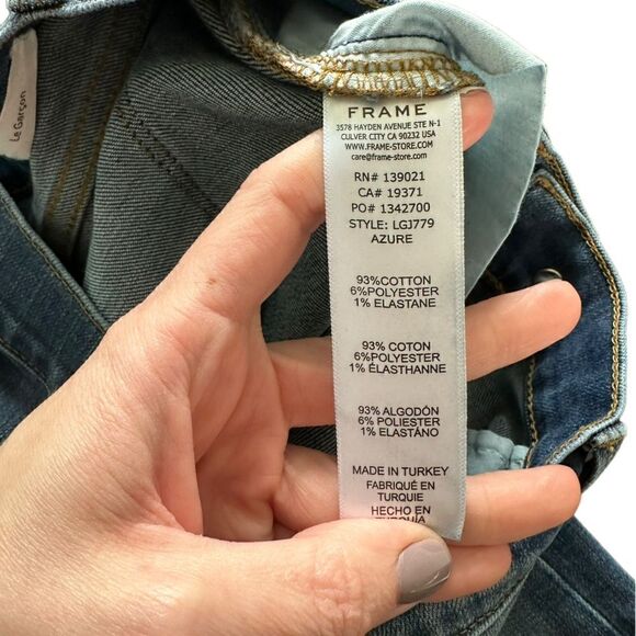 Frame Denim Le Garcon Azure Rolled Raw Hem Cropped Denim Jeans - Picture 5 of 5